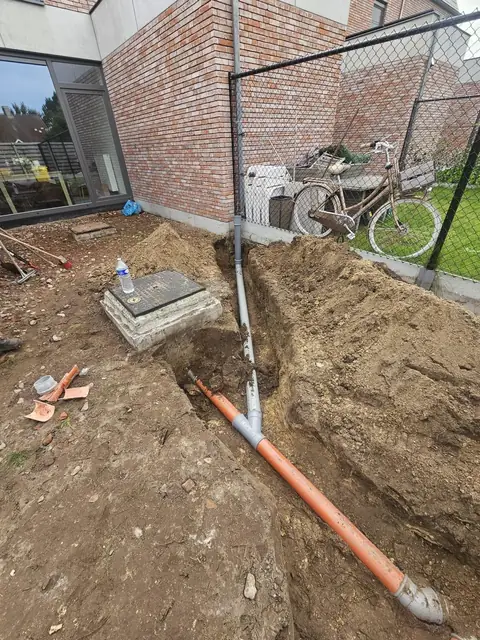 Leidingen met afschot naar de put