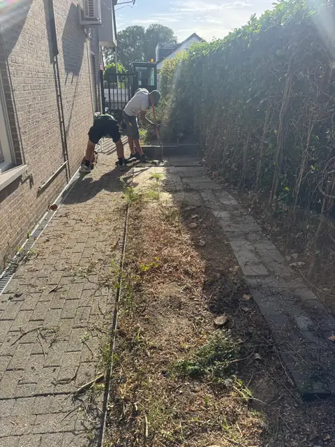 Het oude zijpad voor de start van de werkzaamheden